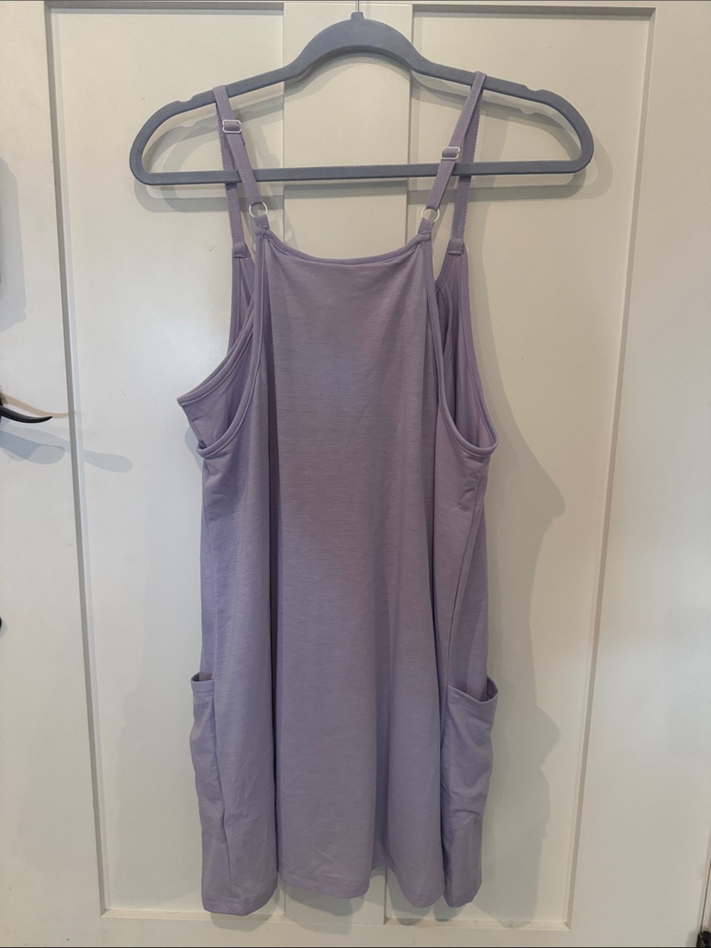 Lavender Strappy Tank Dress with Pockets - Picture 2 of 4